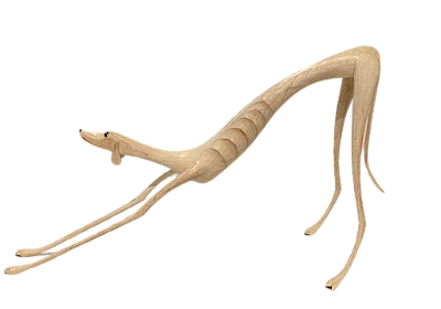 Escultura de Madeira Cachorra Baleia espreguiçando