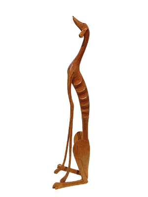Escultura de Madeira Cachorra Baleia sentada