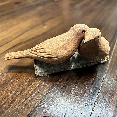 Casal de pássaro em madeira