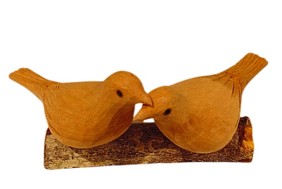 Casal de pássaro em madeira