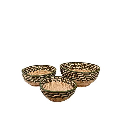 Conjunto de Fruteiras em Palha Carnaúba Verde Musgo