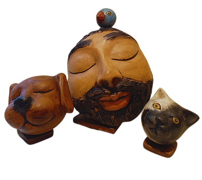 Escultura Cabeça São Francisco e animais