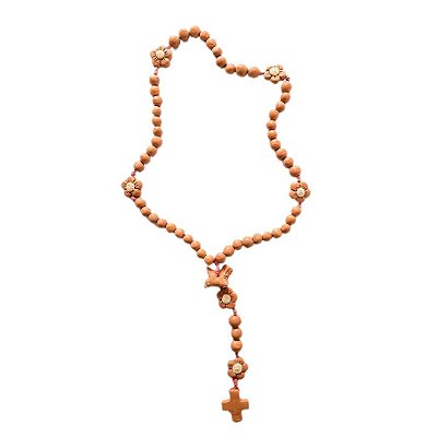 Terço em cerâmica natural pequeno