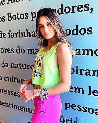 REGATA CROPPED NEON MALHA BOTONÊ ECOLÓGICA