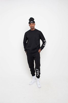 Calça de Moletom Side Logo  “Black”