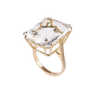 Anel Gem Power Baguete Topázio White