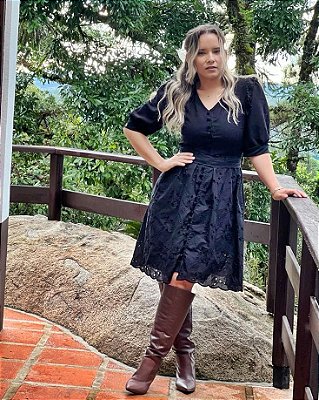 vestido preto laise