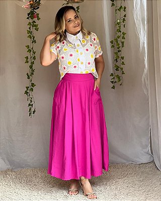 Saia Andreza fucsia