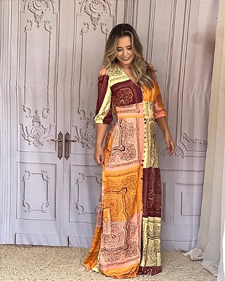 Vestido Tania estampa lenço