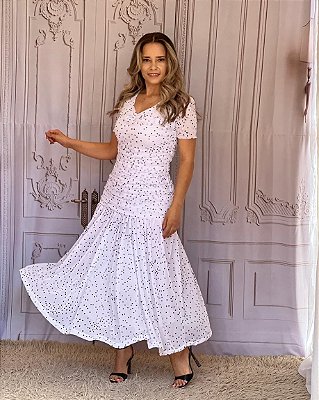 Vestido Lolla branco poa