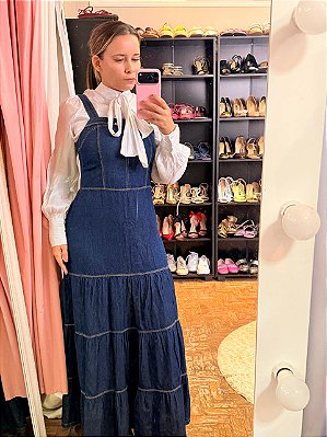 vestido jeans longo veste 38 ou P