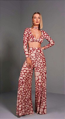 CONJUNTO BLUSA E CALÇA ESTAMPADO P