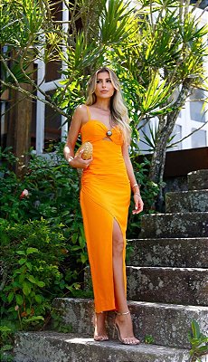 VESTIDO LINHO LARANJA SAVAGE