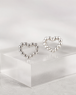 Brinco Coração Vazado Bolinhas Prata 925 - Love Silver