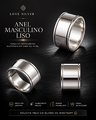 Anel Masculino Liso em Prata 925 | Love Silver