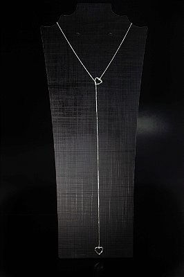Colar de Gravata dois corações – Prata 925