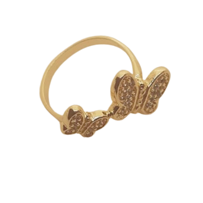 Anel Borboletas Banhado a Ouro 18K com Zircônias