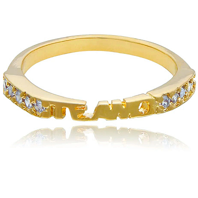 Anel Te Amo Banhado a Ouro 18K com Pedras de Zircônia