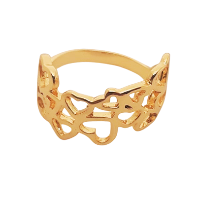 Anel Paixão com Vários Corações Banhado a Ouro 18K