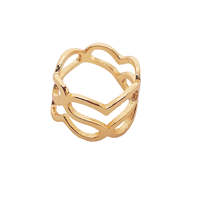 Anel Desenho 5 Corações Banhado a Ouro 18K