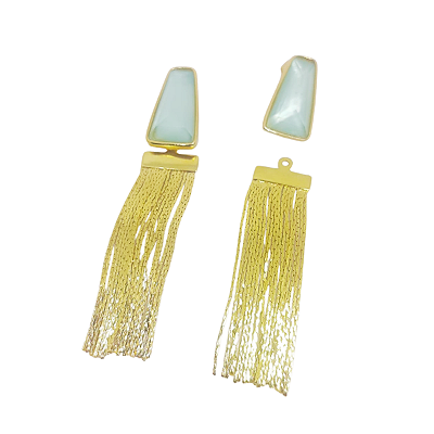 Brinco Banhado a Ouro 18K com Pedra Madrepérola Azul