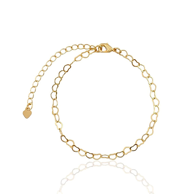 Pulseira Corações Vazados Folhada a Ouro 18K