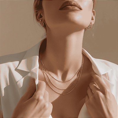 Colar Corda Violão 1,5mm de 150cm de comprimento Banhada a Ouro 18K