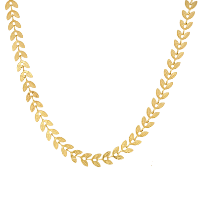 Colar Folha 6mm Choker  34cm + 6cm extensor Banho a Ouro 18K