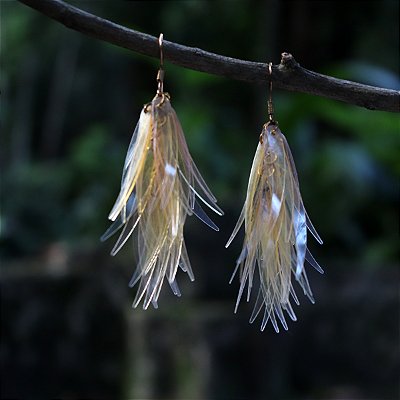 Brinco pena tecno amarelo