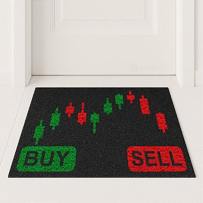 Tapete Capacho Grafico Buy Sell Velas Bolsa de Valores 60x40
