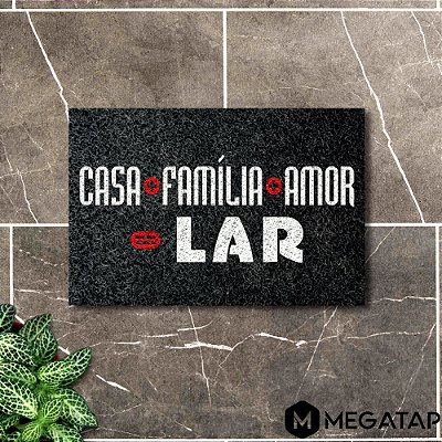 Tapete Capacho CASA FAMILIA AMOR LAR 60x40 Decorativo Entrad