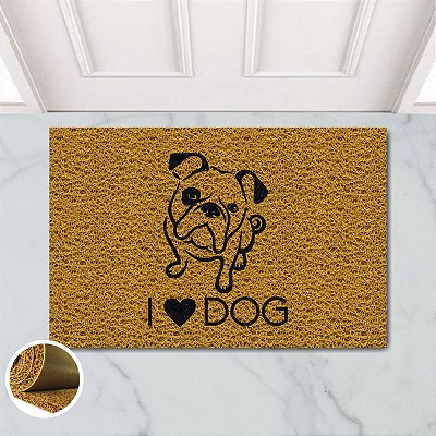 Tapete Capacho Love Dog Bulldog Amo Cachorro 60x40 Pet Porta