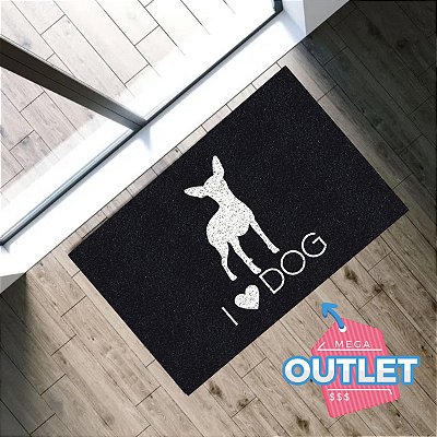 Tapete Capacho Love Dog Pinscher Preto Amo Cachorro 60x40