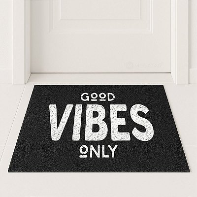 Tapete Capacho Good Vibes - Preto