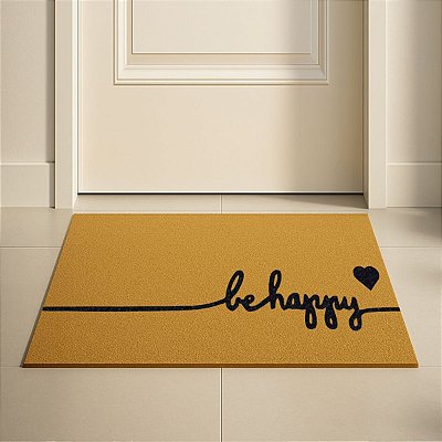 Tapete Capacho Be Happy Slim 70x30 - Ouro