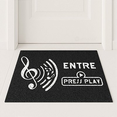 Tapete Capacho Musica Entre Press Play 60x40 Divertido Casa