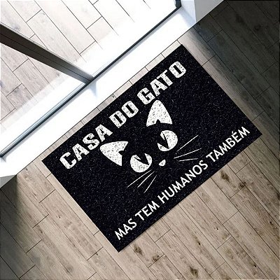 Tapete Capacho Casa do Gato 60x40 Entrad Decorativo Pet Cat