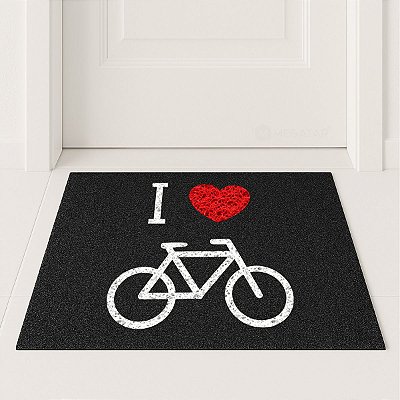 Tapete Capacho Decorativo I Love Bike Entrada Porta