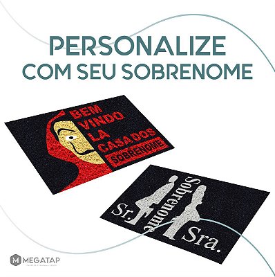 Tapete Personalizado com Sobrenome (Sr e Sra / La Casa) 60x40