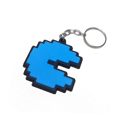 Chaveiro Pac Man Azul Emborrachado