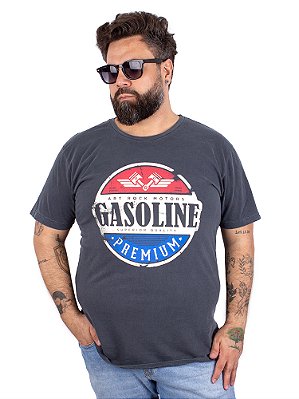 Camiseta Plus Size Estonada Gasoline Azul.