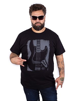 Camiseta Plus Size Instrumento Baixo Preto.