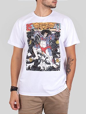 Camiseta Christian Arae Rori Hakusho Chojun Suikoden Branca.