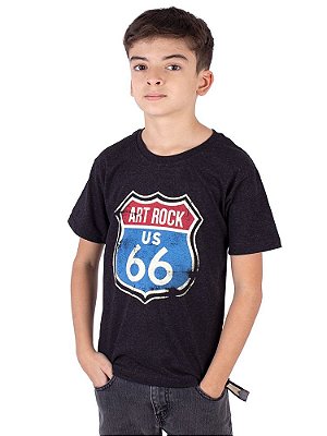 Camiseta Juvenil Art Rock US66 Preta Jaguar