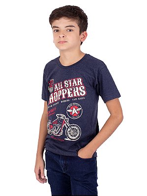 Camiseta Juvenil Moto All Star Choppers Marinho Indigo