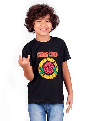 Camiseta Infantil Baby N' Roses Preta.