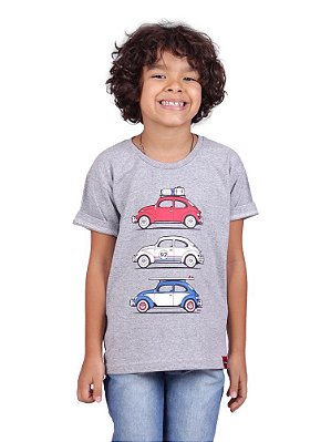 Camiseta Infantil Fusca Trip Cinza Mescla