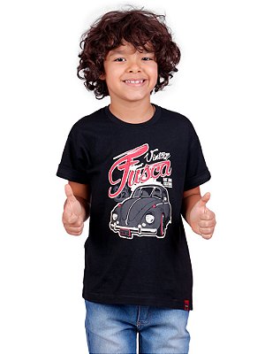 Camiseta Infantil Fusca Rat Preta Jaguar