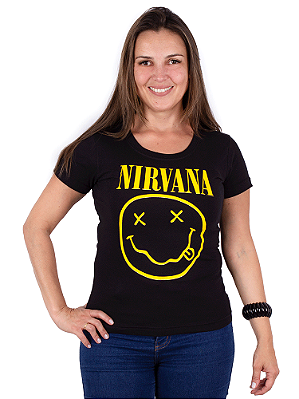 Camiseta Feminina Nirvana Preta Oficial