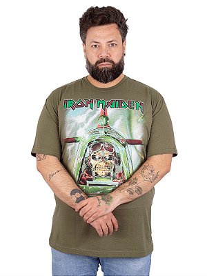 Camiseta Plus Size Iron Maiden Aces High Verde Oficial